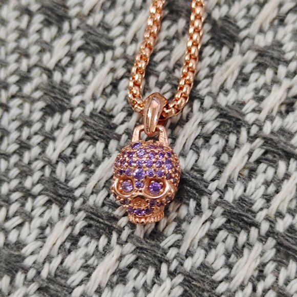David Yurman 18k Gold Hole-Inlaid Purple Diamond Necklace - Picture 8 of 8